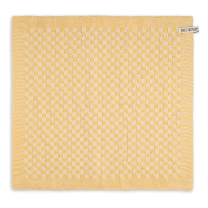 Knit Factory Cubes handdoek 50 x 50 cm Gold Ecru