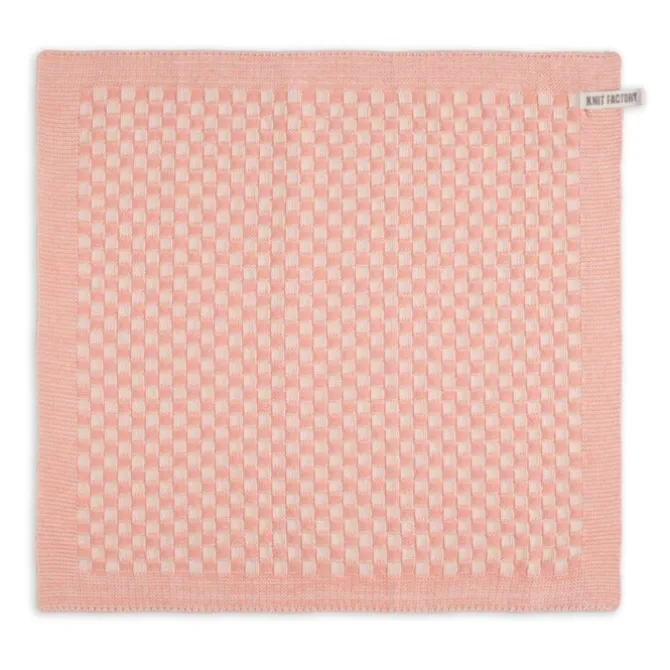Knit Factory Cubes handdoek 50 x 50 cm Orange Ecru