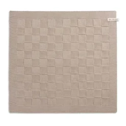 Knit Factory handdoek geruit 50 x 50 cm katoen acryl beige effen