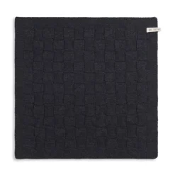Knit Factory handdoek geruit 50 x 50 cm katoen acryl antraciet