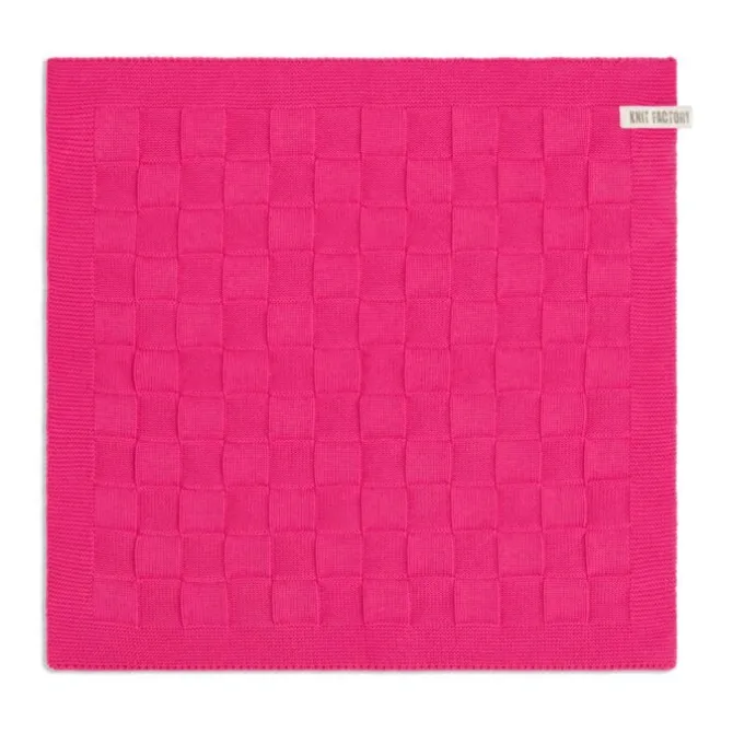 Knit Factory Uni handdoek 50 x 50 cm Fuchsia