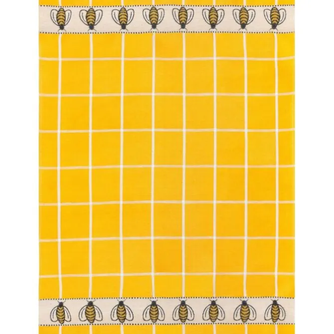 Kracht Bijen met ruit theedoek 70 x 50 cm katoen/linnen