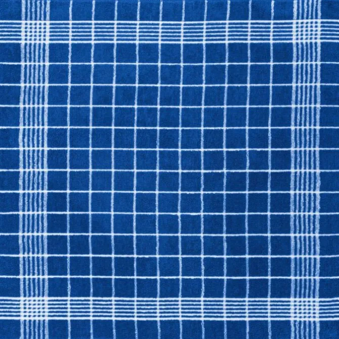 Kracht handdoek ruit 50 x 50 cm katoen blauw