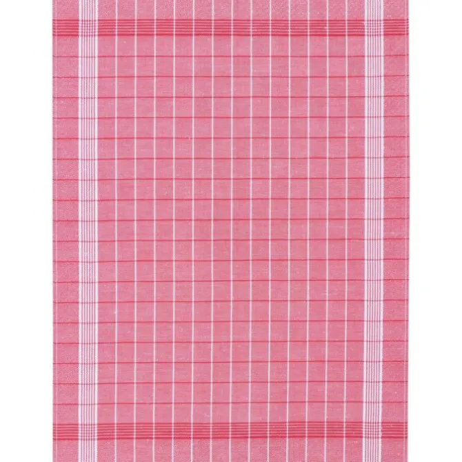 Kracht theedoek ruit 70 x 50 cm linnen/katoen rood