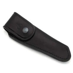 Laguiole en Aubrac hoes met sluiting voor klapmes 15 cm leer zwart
