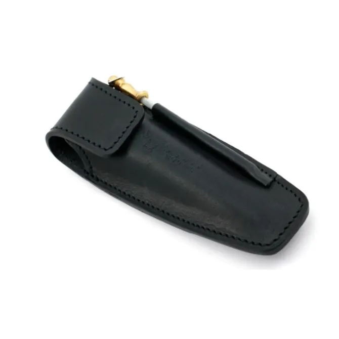 Laguiole en Aubrac holster met aanzetstaal leer zwart