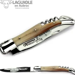 Laguiole en Aubrac klapmes met kurkentrekker 12 cm solid