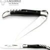 Laguiole en Aubrac klapmes met kurkentrekker 12 cm buffelhoorn