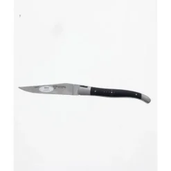 Laguiole en Aubrac klap-steakmes 12 cm ebbenhout - mat rvs