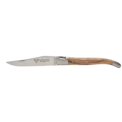 Laguiole en Aubrac Shepherd's Cross klap-steakmes 12 cm olijfhout
