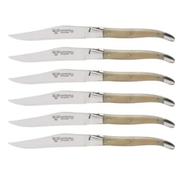 Laguiole en Aubrac Shepherd's Cross steakmes 11,5 cm hoorn 6 stuks