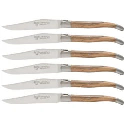 Laguiole en Aubrac Shepherd's Cross steakmes 11,5 cm buffelhoorn 6 stuks