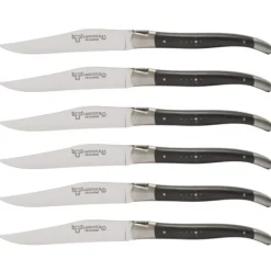 Laguiole en Aubrac Shepherd's Cross steakmes 11,5 cm ebbenhout 6 stuks