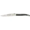 Laguiole en Aubrac Shepherd's Cross klap-steakmes 12 cm buffelhoorn zwart