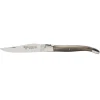 Laguiole en Aubrac Shepherd's Cross klap-steakmes 12 cm hoorn beige