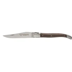 Laguiole en Aubrac Shepherd's Cross klap-steakmes 12 cm wengéhout bruin