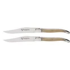 Laguiole en Aubrac Shepherd's Cross steakmes 11,5 cm hoorn 2 stuks