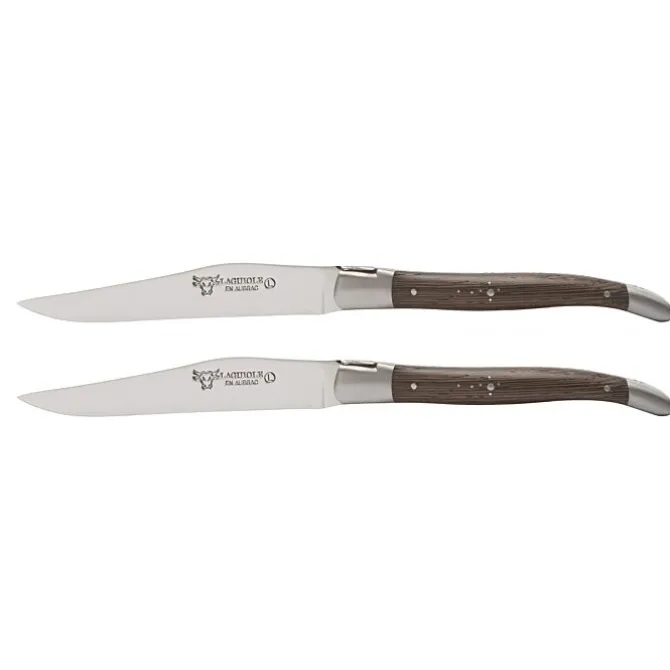Laguiole en Aubrac Shepherd's Cross steakmes 11,5 cm wengéhout 2 stuks