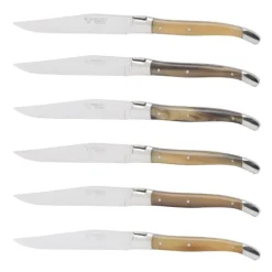 Laguiole en Aubrac steakmes 11,5 cm hoorn bruin 6 stuks