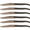 Laguiole en Aubrac steakmes 11,5 cm titanium paperstone donkerbruin 6 stuks