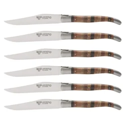 Laguiole en Aubrac steakmes 11,5 cm woodstock 6 stuks