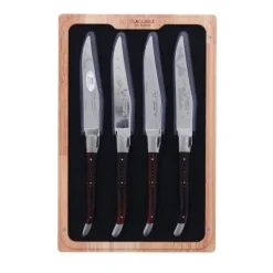 Laguiole en Aubrac steakmes 11,5 cm Macassar ebbenhout 4 stuks