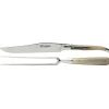 Laguiole en Aubrac trancheerset hoorn beige 2-delig
