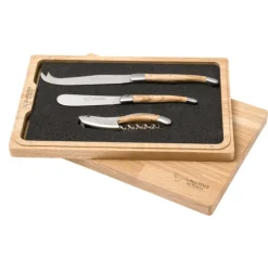 Laguiole en Aubrac Wine & Cheese Set rvs olijfhout 3-delig