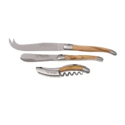 Laguiole en Aubrac Wine & Cheese Set rvs olijfhout 3-delig
