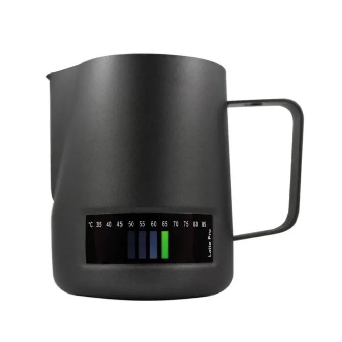 Latte Pro melkkan met temperatuurindicatie 600 ml zwart