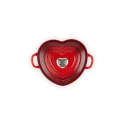 Le Creuset braadpan hartvormig met rvs knop 2 liter gietijzer kersrood