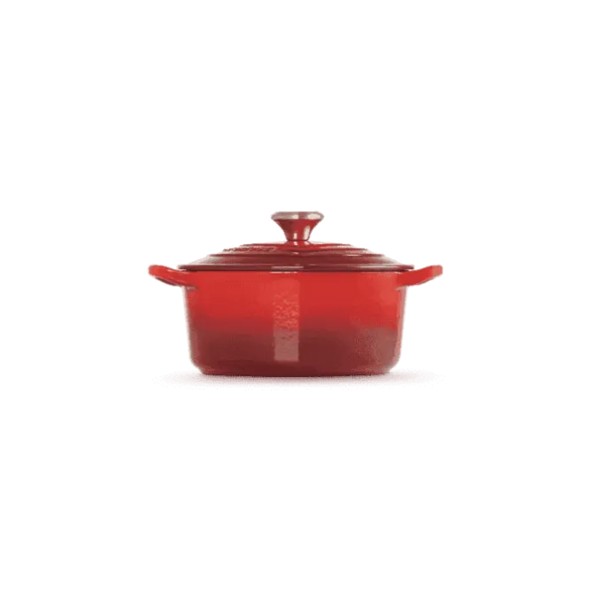 Le Creuset braadpan hartvormig met rvs knop 2 liter gietijzer kersrood