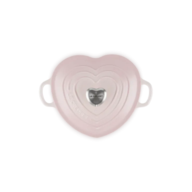 Le Creuset braadpan hartvormig met rvs knop 2 liter gietijzer wit