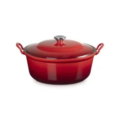 Le Creuset faitout braadpan met plaatstalen deksel 7,8 liter ø 32 cm gietijzer rood