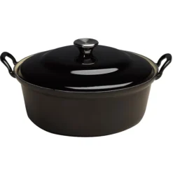 Le Creuset faitout braadpan met plaatstalen deksel 4,9 liter ø 28 cm gietijzer zwart