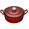Le Creuset faitout braadpan met plaatstalen deksel 4,9 liter ø 28 cm gietijzer rood