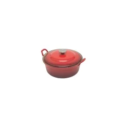 Le Creuset faitout braadpan met plaatstalen deksel 4,9 liter ø 28 cm gietijzer rood
