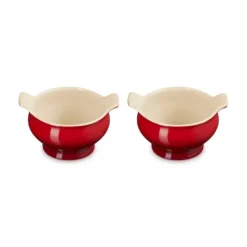 Le Creuset Heritage soepkom 600 ml aardewerk kersrood 2 stuks