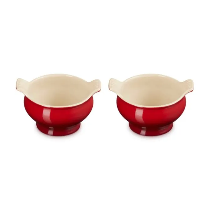 Le Creuset Heritage soepkom 600 ml aardewerk kersrood 2 stuks