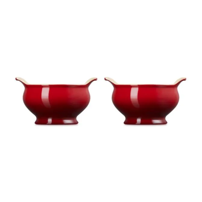 Le Creuset Heritage soepkom 600 ml aardewerk kersrood 2 stuks