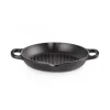 Le Creuset hoge grillplaat rond ø 25 cm gietijzer mat zwart