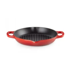 Le Creuset hoge grillplaat rond ø 25 cm gietijzer kersrood