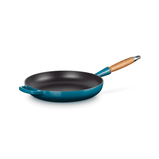 Le Creuset koekenpan rond met open greep ø 28 cm gietijzer deep teal