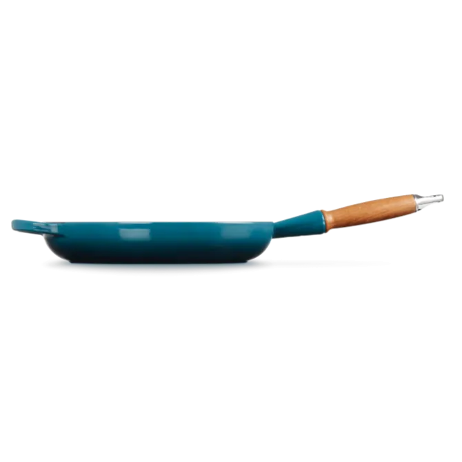 Le Creuset koekenpan rond met open greep ø 28 cm gietijzer deep teal