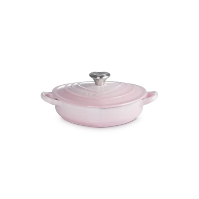 Le Creuset lage braadpan hartvormig ø 20 cm gietijzer Shell Pink