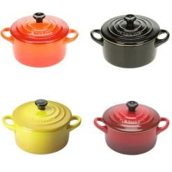 Le Creuset minipan ø 10 cm aardewerk roodtinten 4-delig