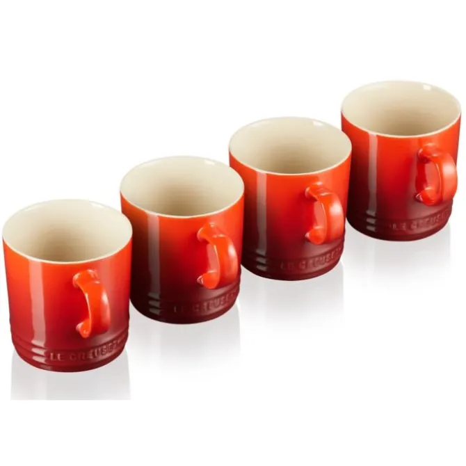 Le Creuset mok 350 ml aardewerk kersrood 4 stuks