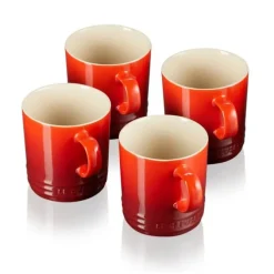 Le Creuset mok 350 ml aardewerk kersrood 4 stuks