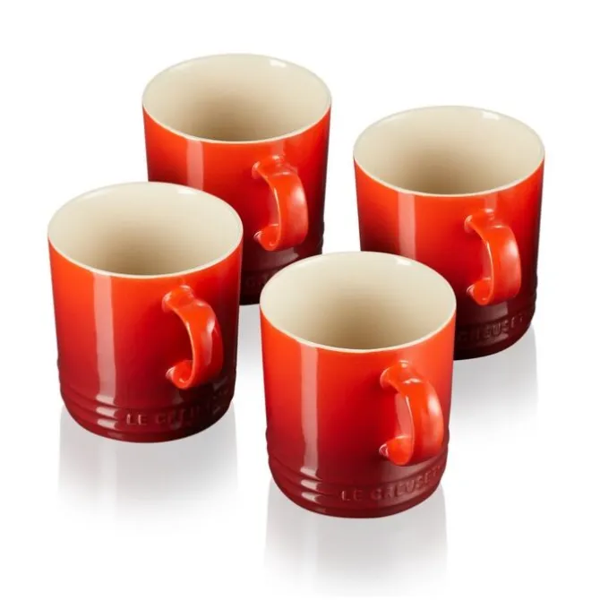 Le Creuset mok 350 ml aardewerk kersrood 4 stuks