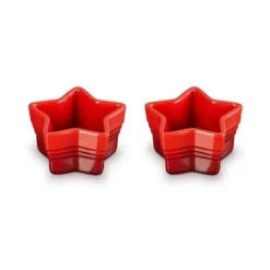 Le Creuset Noel ramekin ster aardewerk kersrood 2 stuks